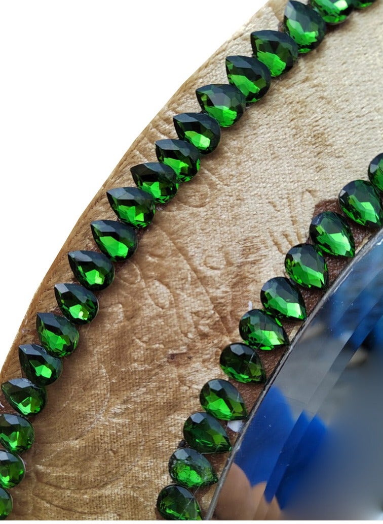 TriBro Oval Shape Handmade Wall Mirror on Gold and Green Color Decorative Mounting Wall Mirror for Bedroom Livingroom and Hallway Size 55.8 x 40.6cm x 10mm - Image 4