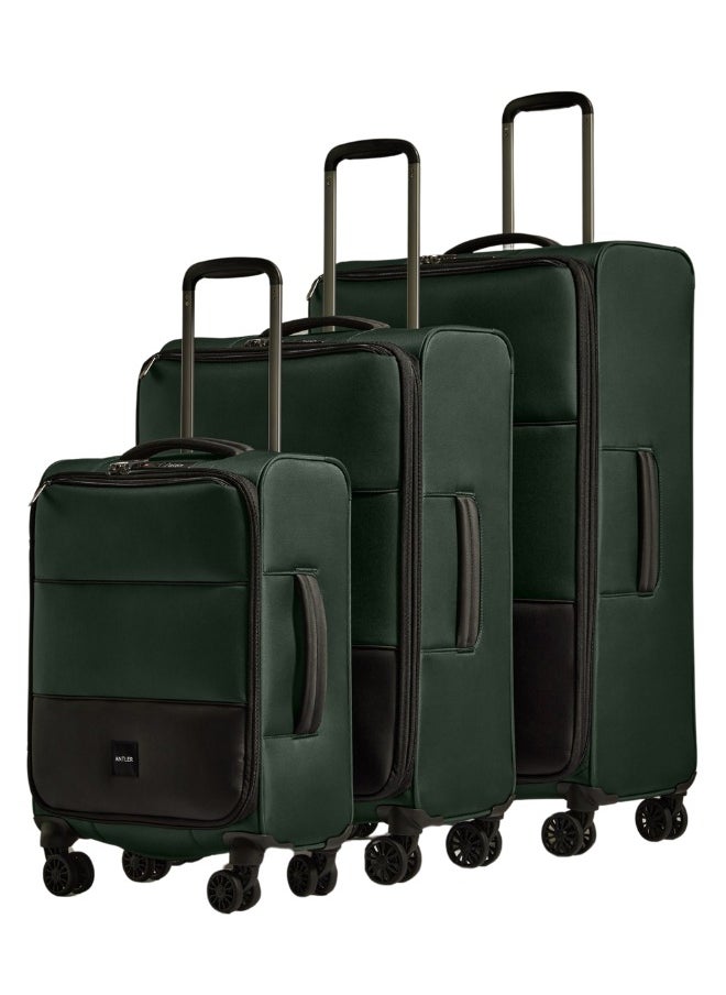 Antler - ANTLER Softside Luggage Lighweight Material, Expandable Suitcase For Travel With TSA Approved Lock, Double Zipper (Green, set of 3) - Image 1