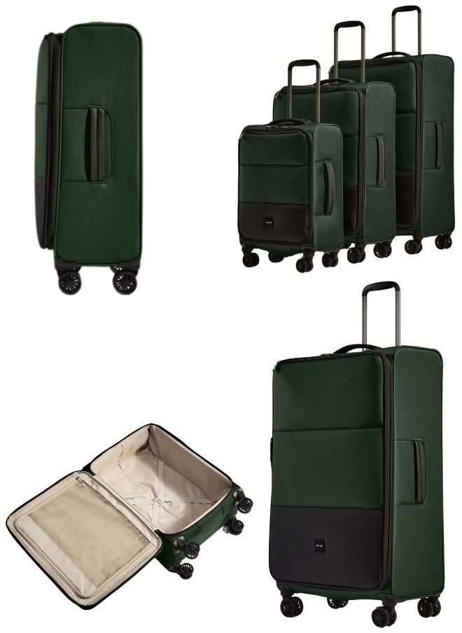 Antler - ANTLER Softside Luggage Lighweight Material, Expandable Suitcase For Travel With TSA Approved Lock, Double Zipper (Green, set of 3) - Image 1