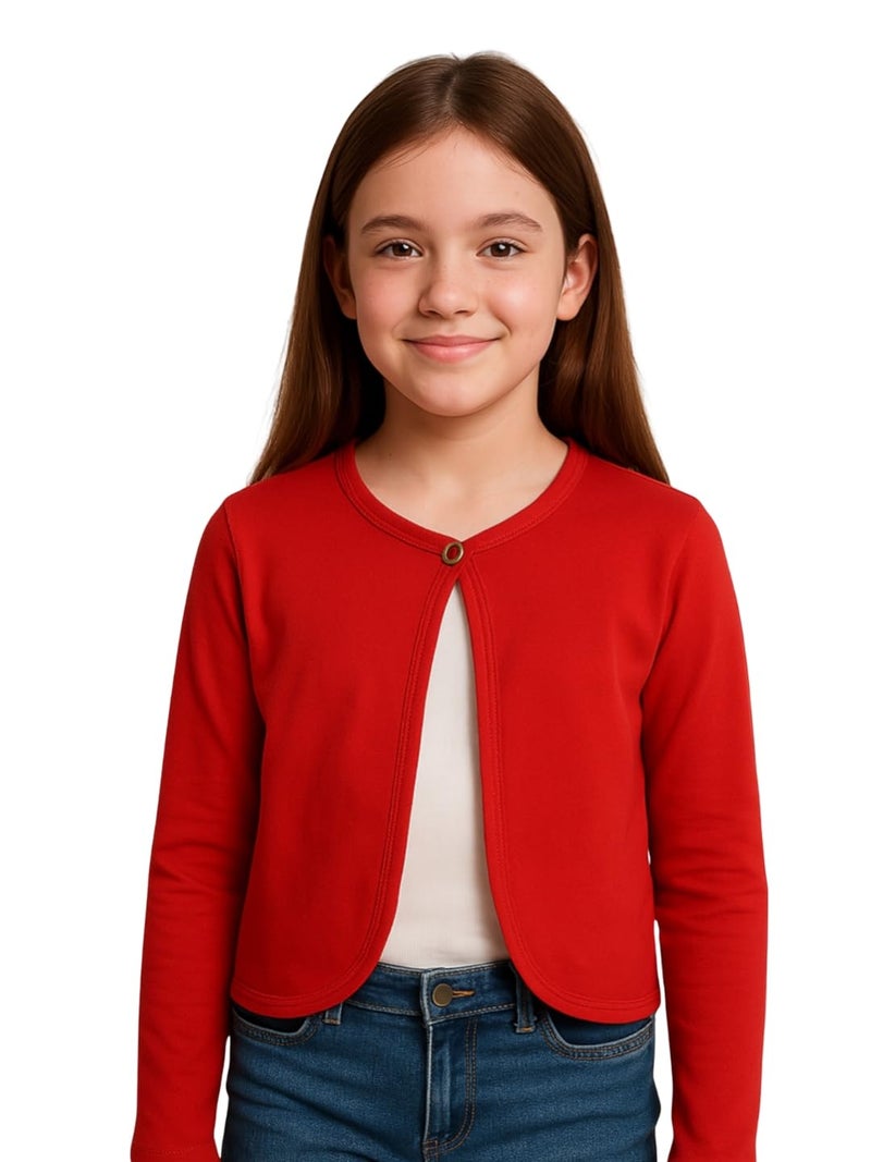 KRYPTIC Kids Girls Crop Length Cotton Shrug – Soft Lightweight Open Front Layer for Stylish Everyday Wear - Image 1