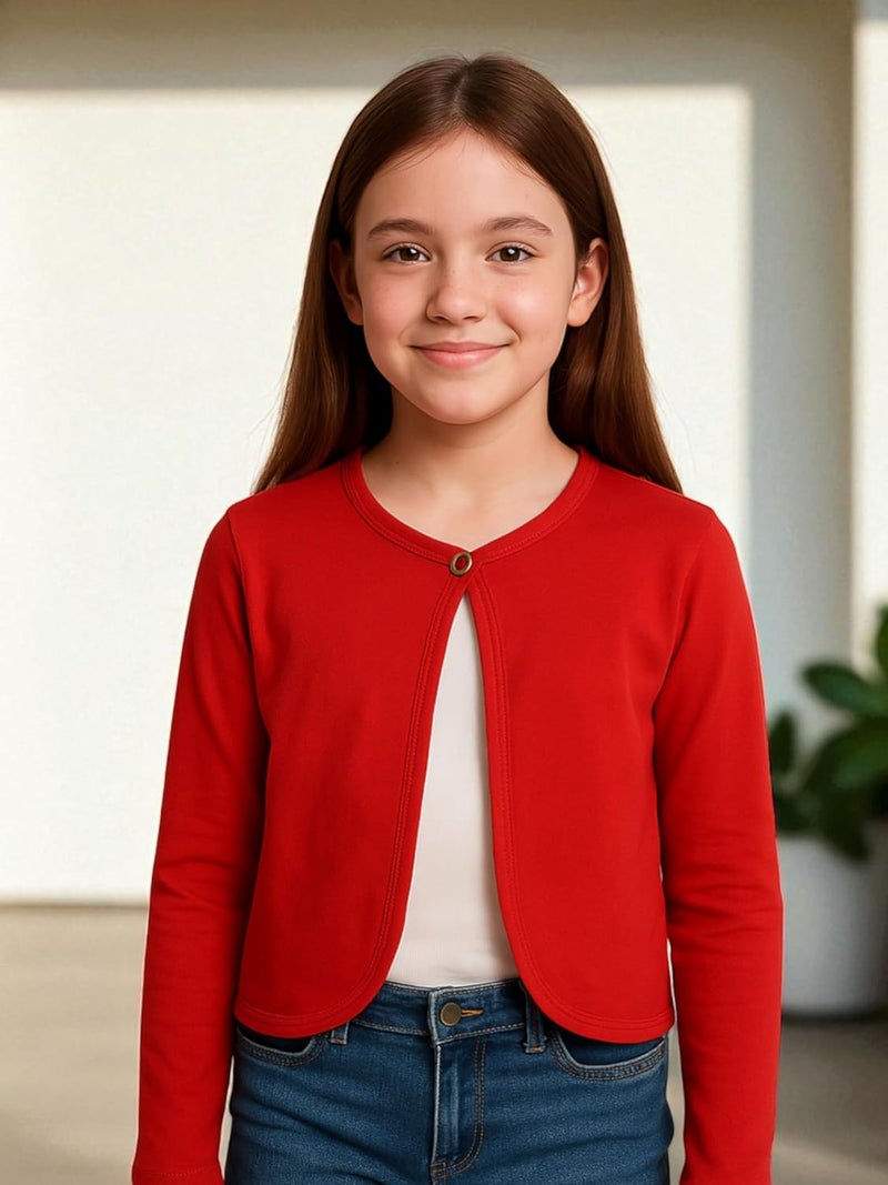 KRYPTIC Kids Girls Crop Length Cotton Shrug – Soft Lightweight Open Front Layer for Stylish Everyday Wear - Image 4