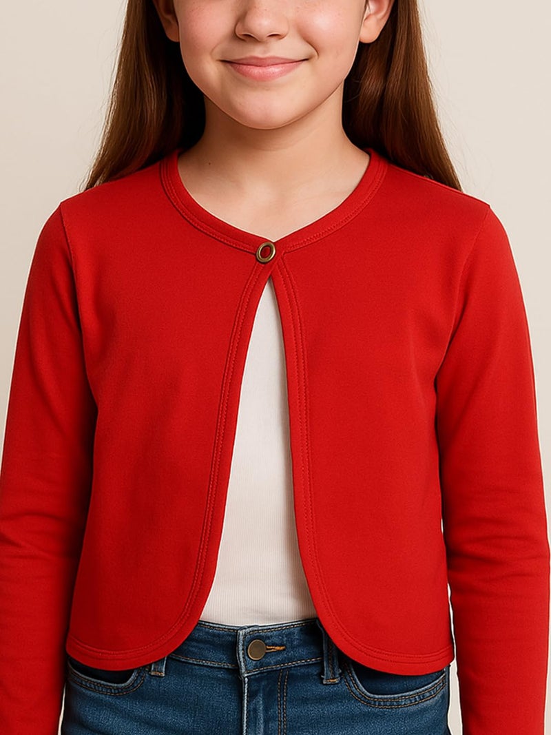 KRYPTIC Kids Girls Crop Length Cotton Shrug – Soft Lightweight Open Front Layer for Stylish Everyday Wear - Image 3