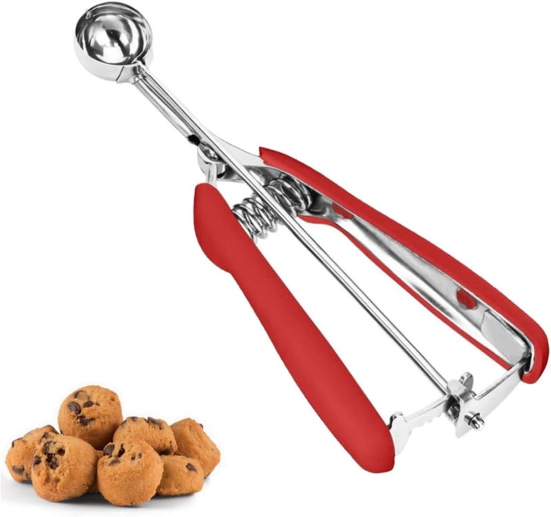 LLESCA Extra Mini Cookie Scoop for Baking, 1 tsp / 5 ml Cookie Scooper, 18/8 Stainless Steel Cookie Scooper for Baking, Cookie Dough Scoop with Non-slip Grip(Red) - Image 1