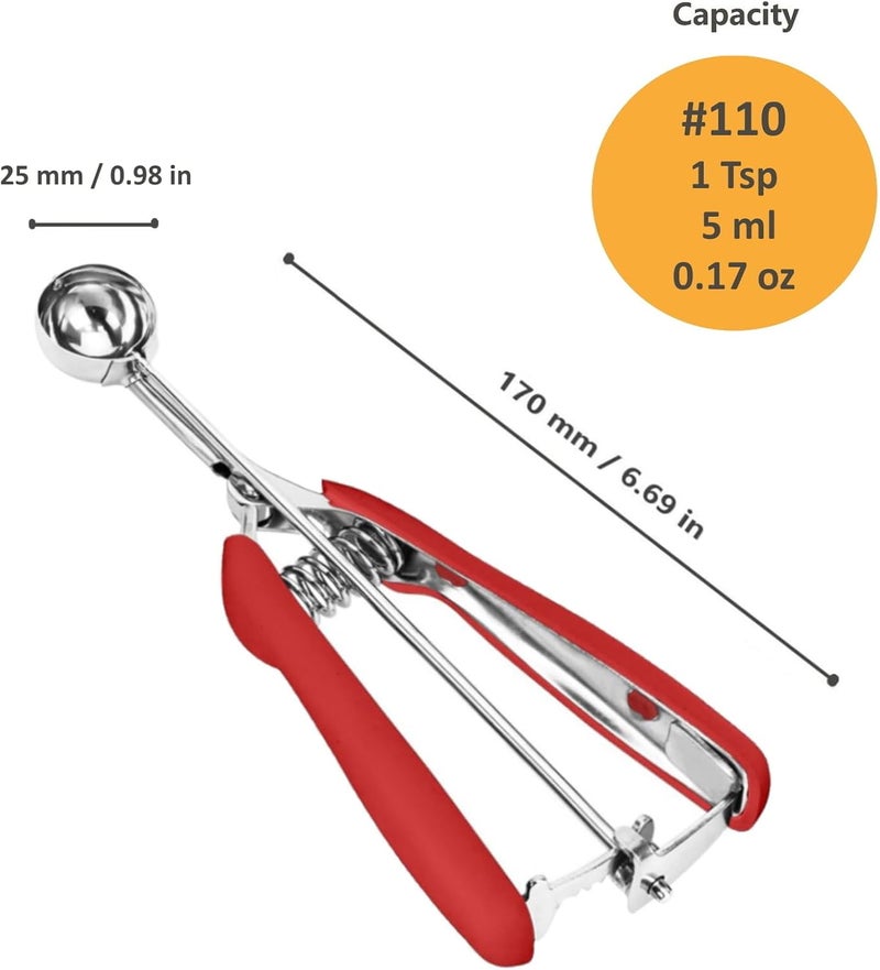 LLESCA Extra Mini Cookie Scoop for Baking, 1 tsp / 5 ml Cookie Scooper, 18/8 Stainless Steel Cookie Scooper for Baking, Cookie Dough Scoop with Non-slip Grip(Red) - Image 5
