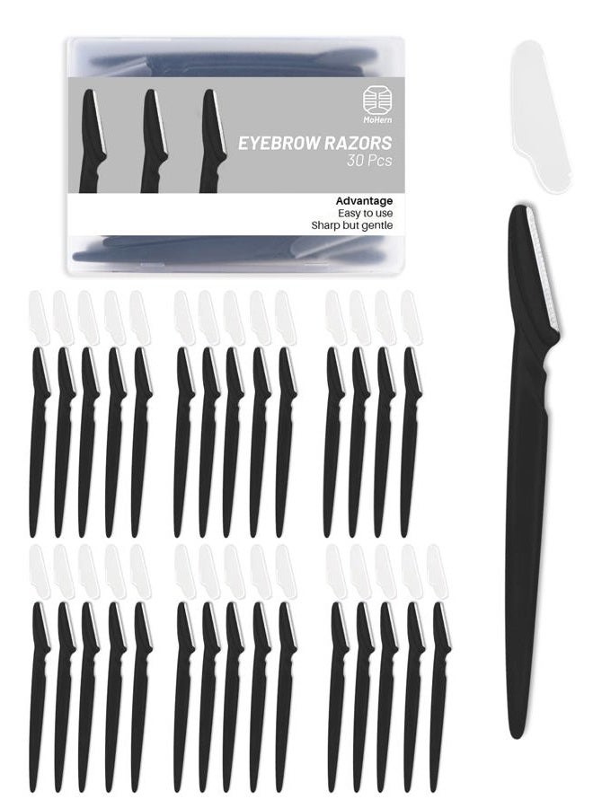 MoHern أداة إزالة الشعر للوجه، 30 قطعة من شفرات إزالة الشعر للوجه، شفرات متعددة الاستخدامات للوجه للنساء والرجال، سوداء - Image 1