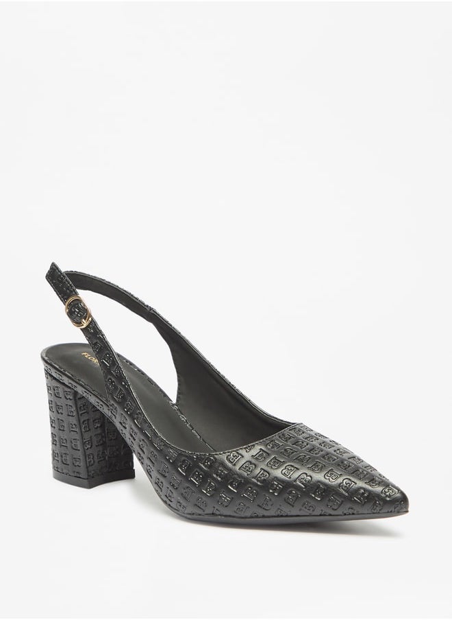 Flora Bella By Shoexpress - Women's Textured Pumps With Buckle Closure And Block Heels - Image 1