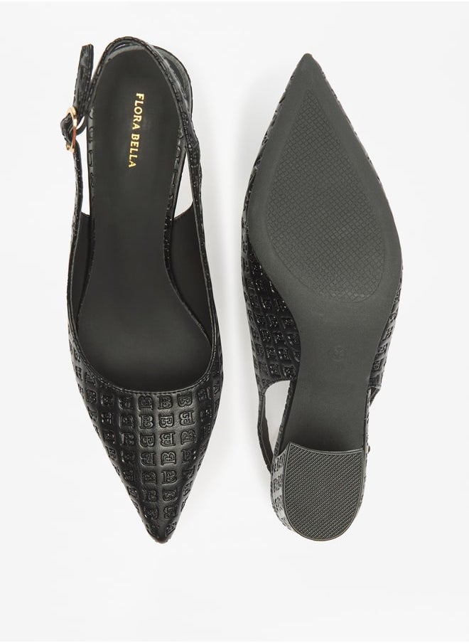 Flora Bella By Shoexpress - Women's Textured Pumps With Buckle Closure And Block Heels - Image 1