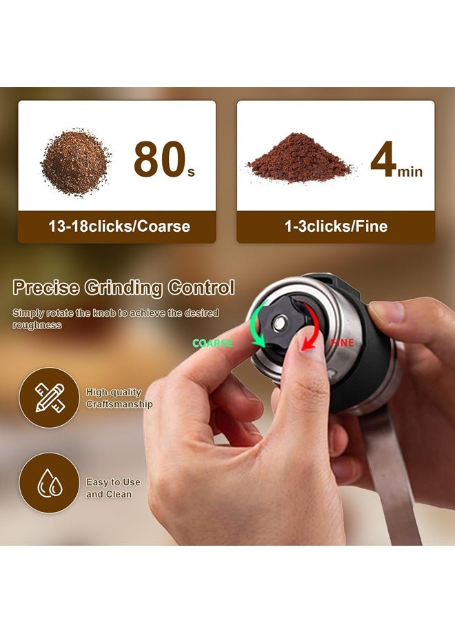 هومستر طاحونة القهوة اليدوية للاستخدام المنزلي ، والكرنك اليدوي المحمولة آلية الخشنة الفولاذ المقاوم للصدأ طاحونة فول الإسبريسو للسفر التخييم والمنزل والمكتب والتخييم والسفر - Image 5