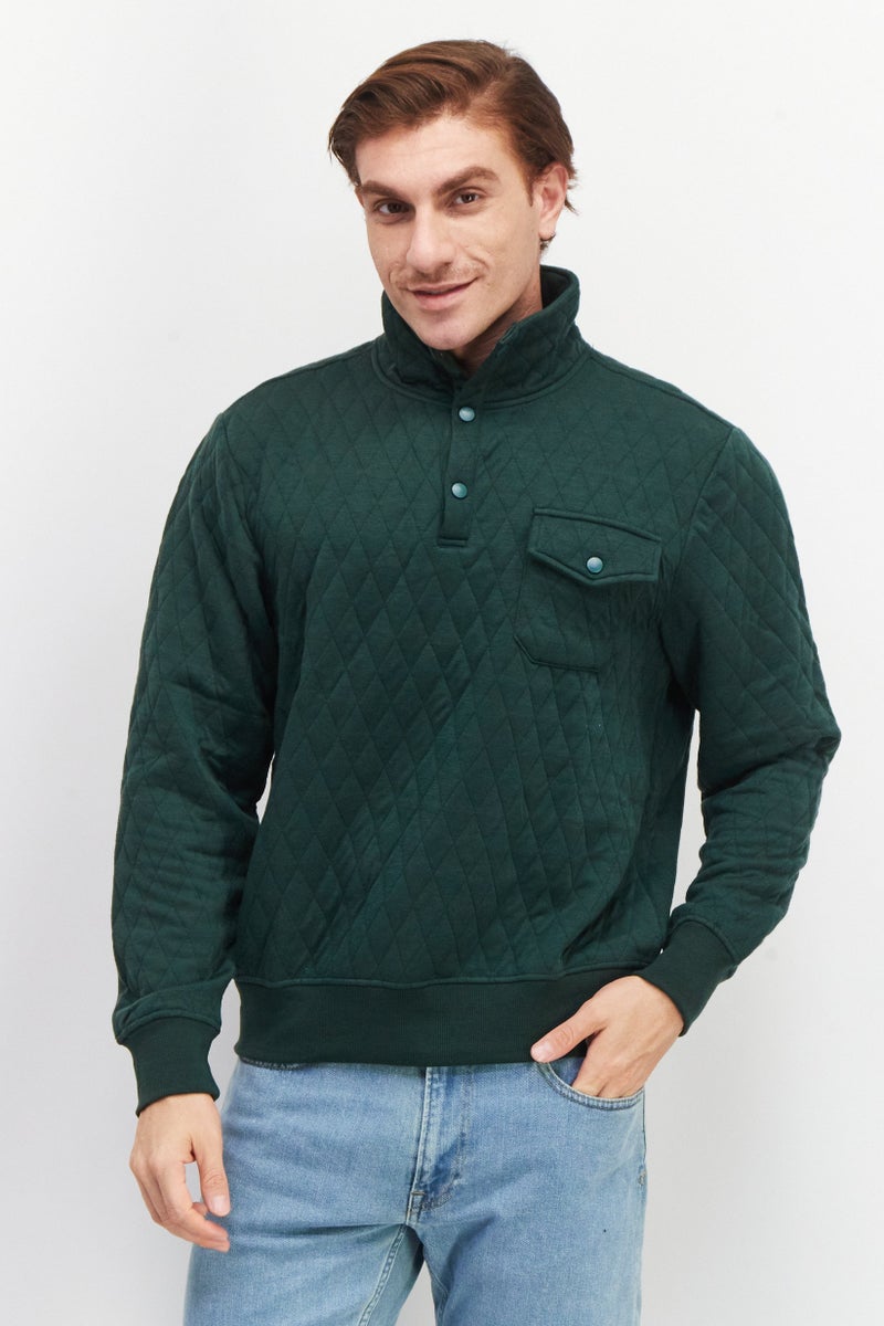 Sovereign Code سويت شيرت رجالي برقبة عالية بنمط الماس، أخضر داكن - Image 1