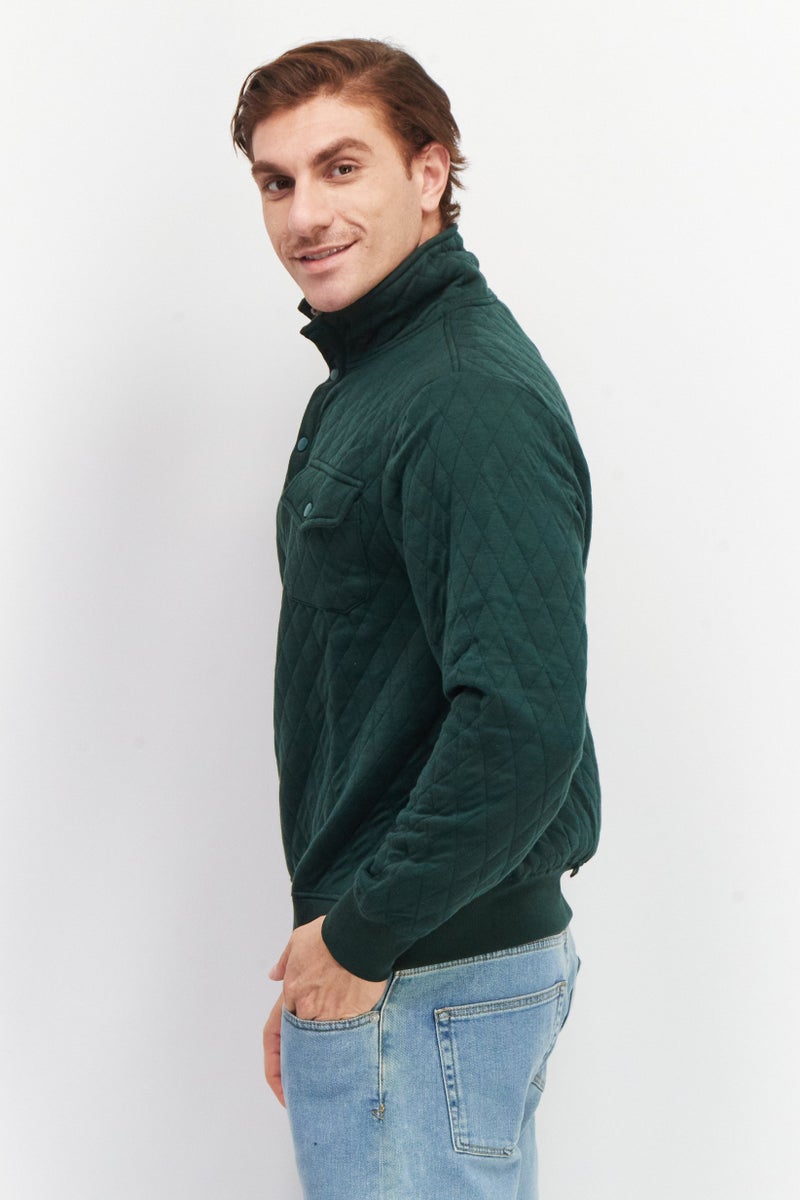 Sovereign Code سويت شيرت رجالي برقبة عالية بنمط الماس، أخضر داكن - Image 4