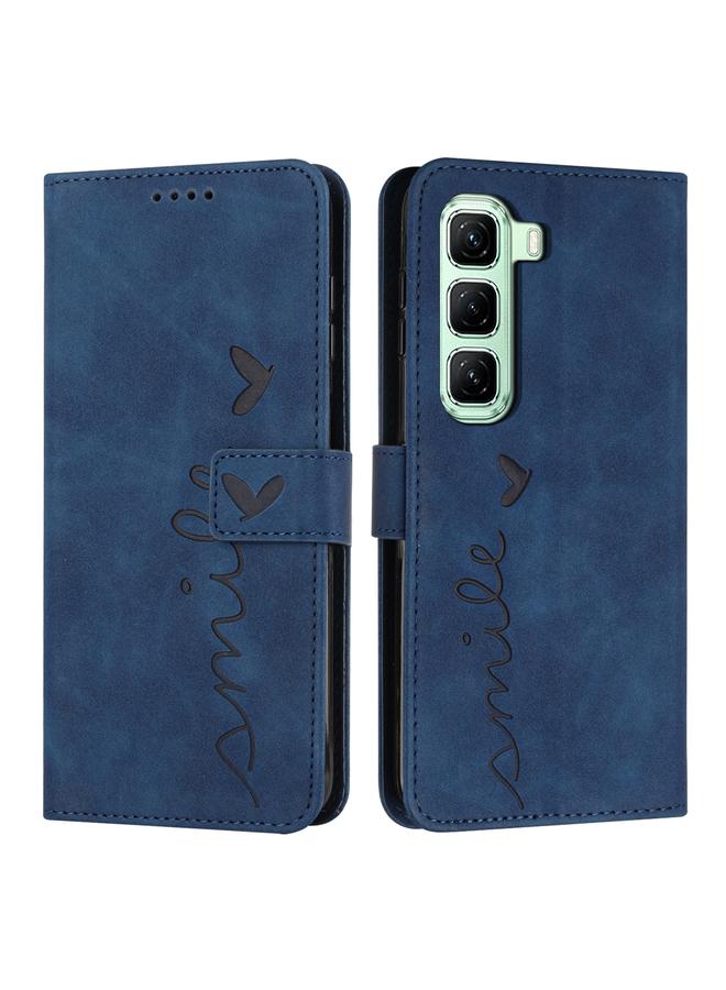 Zaboon Case For Infinix Hot 50 Pro 4G Skin Feel Heart Embossed Leather Phone Case with Long Lanyard - Image 1