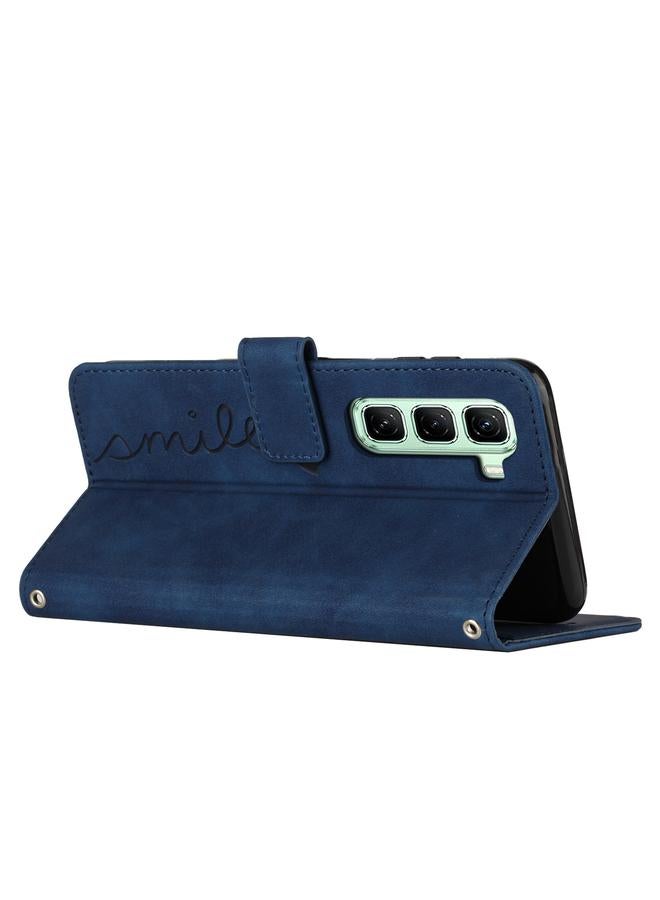 Zaboon Case For Infinix Hot 50 Pro 4G Skin Feel Heart Embossed Leather Phone Case with Long Lanyard - Image 3