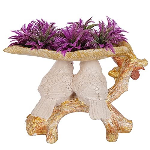 zart 2 Birds Sitting On Tree Branch Figurine Home Decoration Showpiece Chidiya Statue for Home Decor Item Sparrow Pair Showpiece (Pink Platter Birds) - Image 5