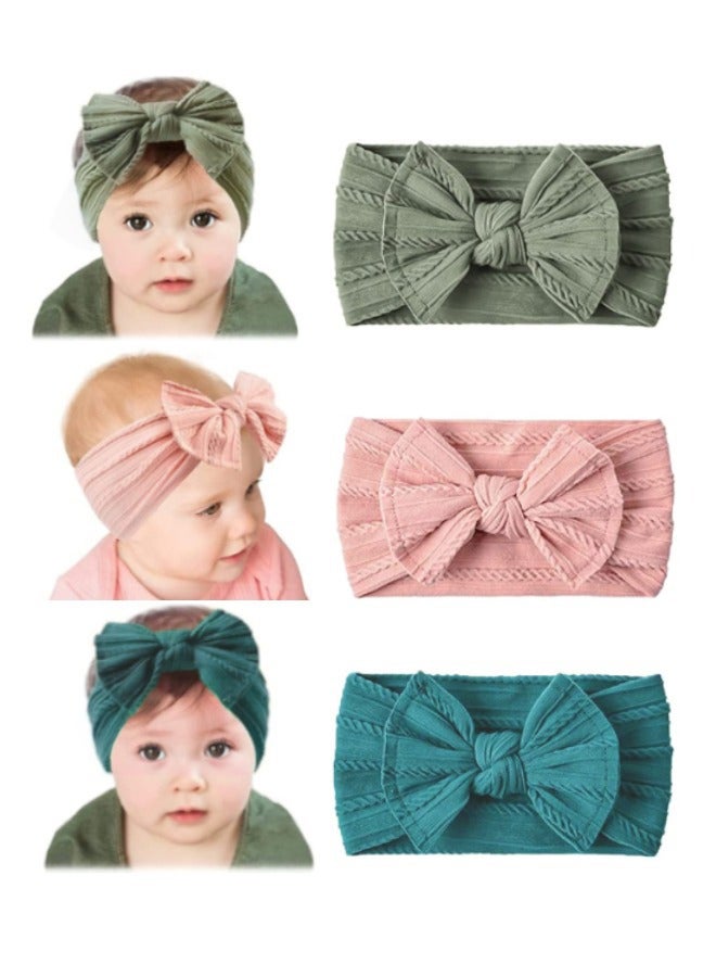 Generic 3PCS Baby Bow Headband, Nylon Headbands Hairbands, Hair Bow Elastics Handmade Hair Accessories for Baby Girls Newborn Infant Toddlers Kids  - Image 1