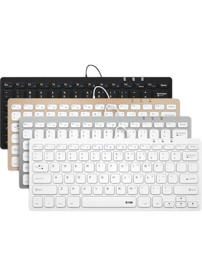 B.O.W Hangshi Hw098A Wired Keyboard, Corporate Procurement Office Keyboard, Ultra-Thin Portable Keyboard 78 Keys, Desktop Laptop Keyboard, Chocolate Keys, White - Image 2