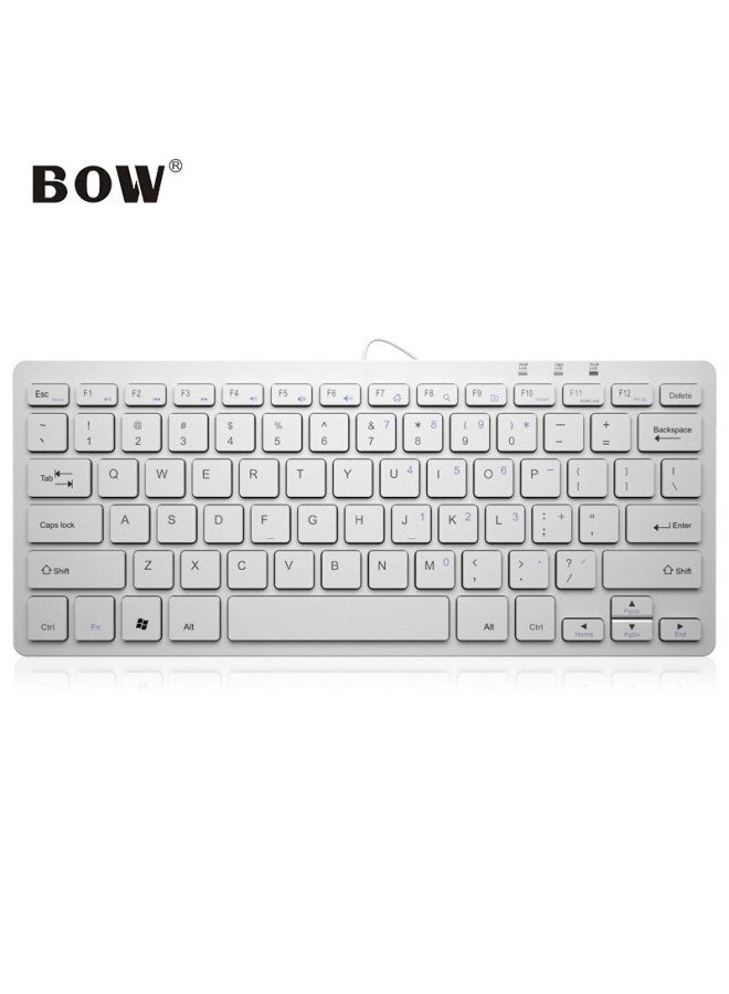 B.o.w Hangshi Hw098a Wired Keyboard, Corporate Procurement Office Keyboard, Ultra-thin Portable Keyboard 78 Keys, Desktop Laptop Keyboard, Chocolate Keys, White - Image 4