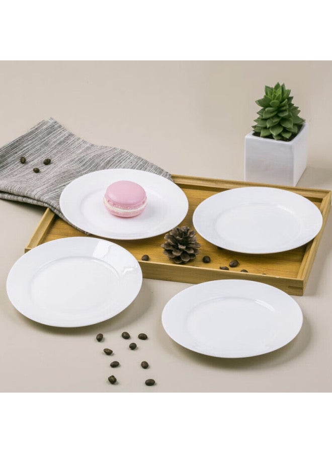 Sky Top Ceramic Plate Set, White 6-inch Flat Plate, 4 Pieces - Image 1