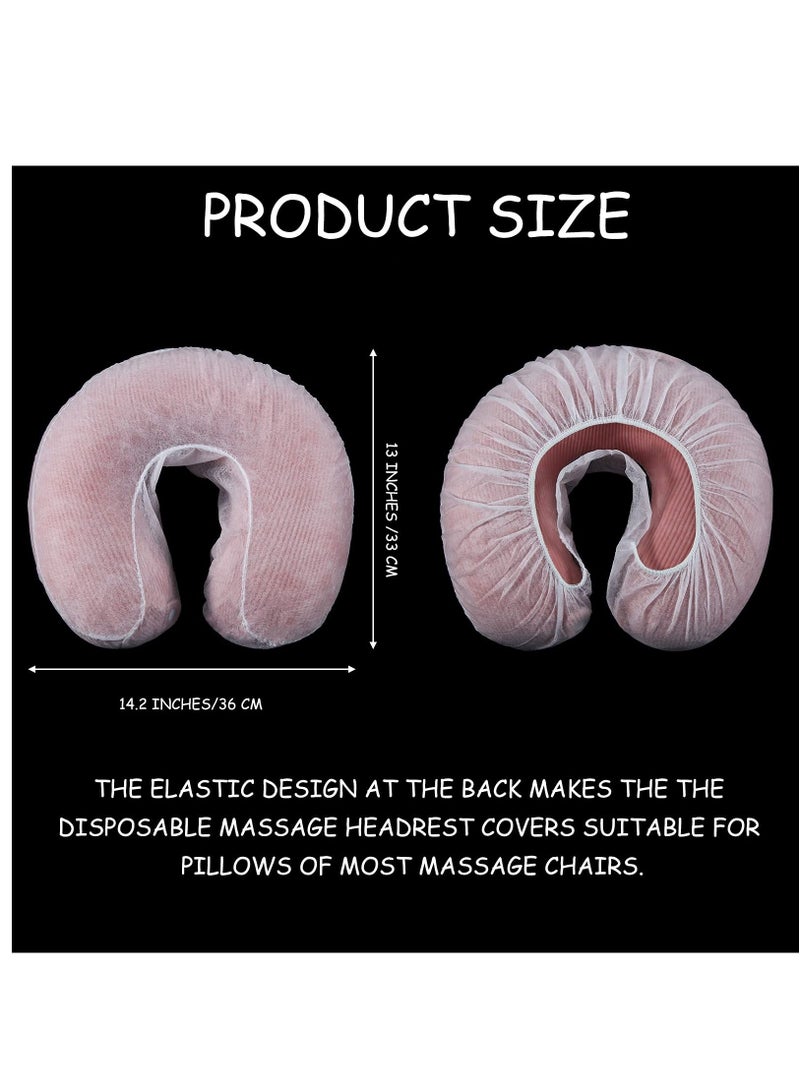 الأزرق جي دبليو 100 Pieces Disposable Headrest Covers Massage Non-Sticking Cradle Cover Non-woven U-shaped for Tables - Image 4