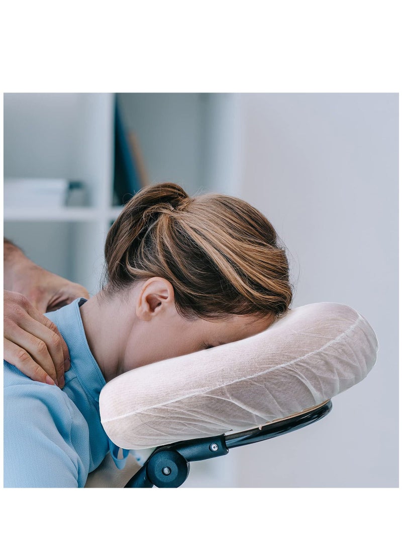 الأزرق جي دبليو 100 Pieces Disposable Headrest Covers Massage Non-Sticking Cradle Cover Non-woven U-shaped for Tables - Image 3