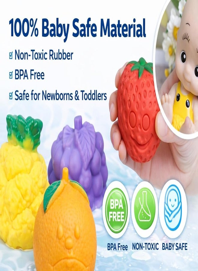 Brand Conquer Baby Bath Toy Set for Babies & Toddlers - Bathtub Toy with Mini Tub, Cute Duck, Frog, Starfish & Squeeze Bath Toys for Kids, Colorful Bath Toys for Baby (Baby and Cute Fruit) - Image 3