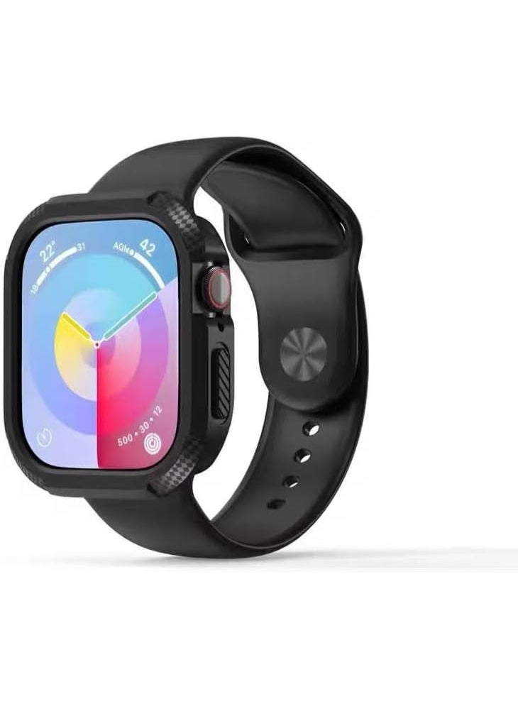 Cover Compatible with Apple Watch Bumper Case 46mm Series 10 [2024] Soft Flexible TPU Thin Lightweight Protective Cover for iWatch [NO Front Screen Protector] (Black) - Image 4