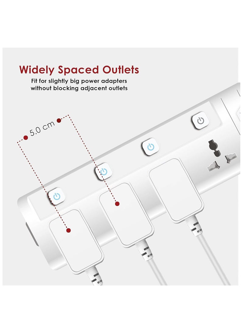 Generic 5 Way 3m Power Extension Cord 5 Universal Outlets Electrical Strip Uk Plug 3 Meters Cable 250v 2500w Surge Protector  - Image 5