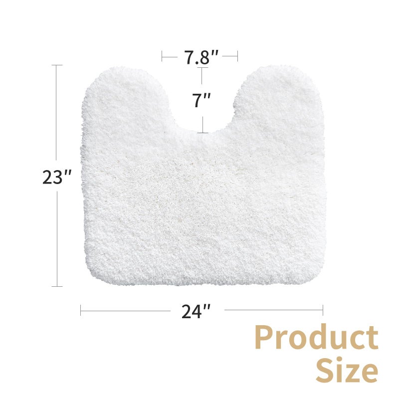 Disolla Toilet Rug U Shaped White 23x24 Machine Washable Non Slip Toilet Floor Mat Soft Plush Contour Rug for Bathroom Floor - Image 3