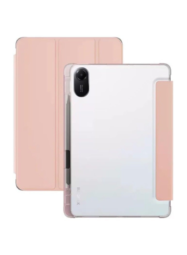 VKL Case Compatible with Xiaomi Redmi Pad 2 11-inch (2025) Tablet, Trifold Stand Shell with Pencil Holder,Leather Clear Back Cover with Automatically Wake Up Sleep (Pink) - Image 1