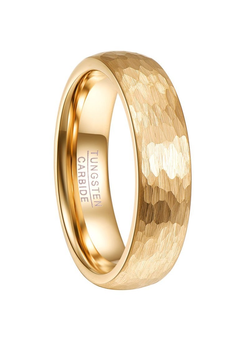 Generic - Rose Gold Plated Tungsten Steel Ring 4-6MM Wide Mens Ring Facetted European Style Jewelry Unisex Band for Men And Women 6mm gold - Image 1