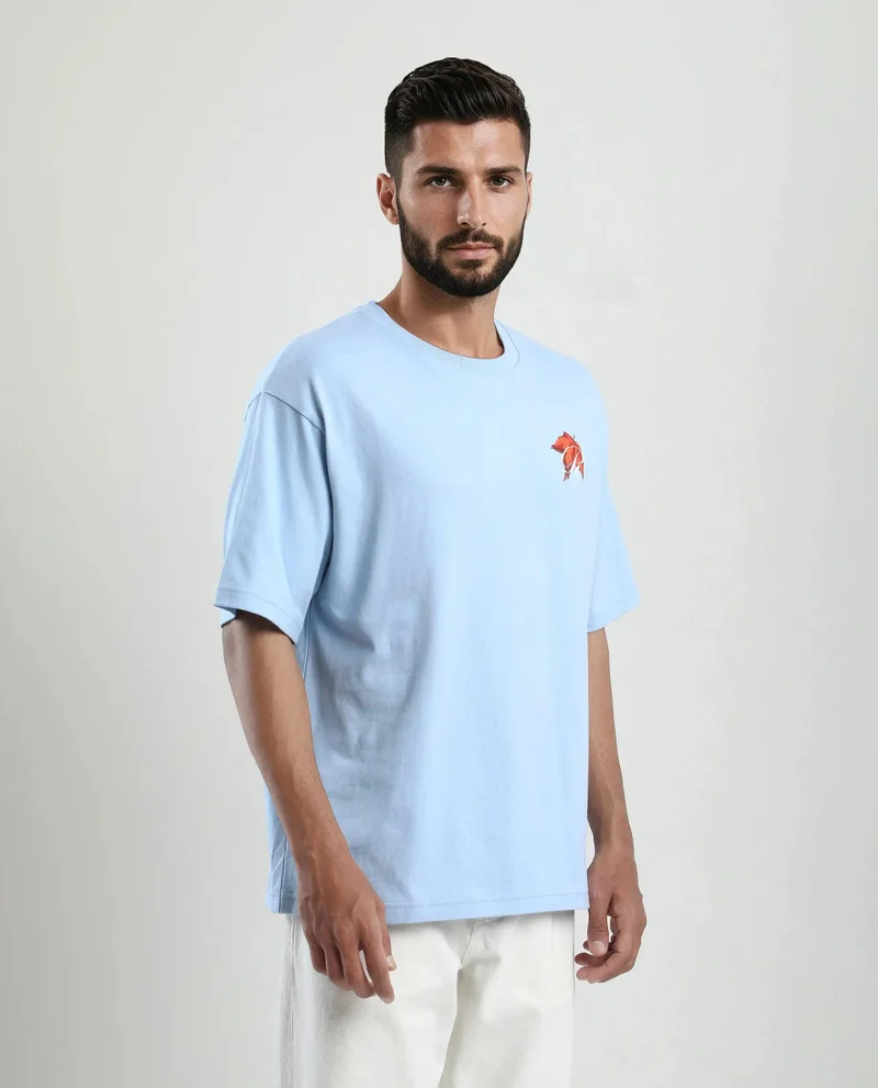 Rare Rabbit Men's Graphic Print Oversized T-Shirt