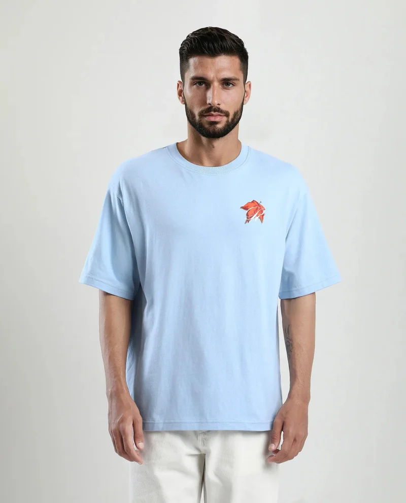 Rare Rabbit Men's Graphic Print Oversized T-Shirt