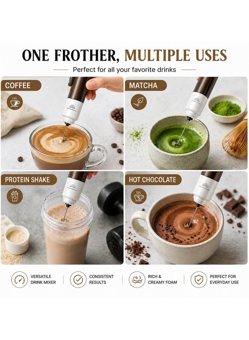 CHEEMAISTIC Electric Milk Frother Handheld Coffee Frother, Portable Stainless Steel Mini Whisk, Ultra Fast Drink Mixer for Coffee, Cappuccino, Latte, Matcha, Hot Chocolate & Creamer, Battery Operated Foam Maker - Coffee Enthusiasts Gift (Black) - Image 5