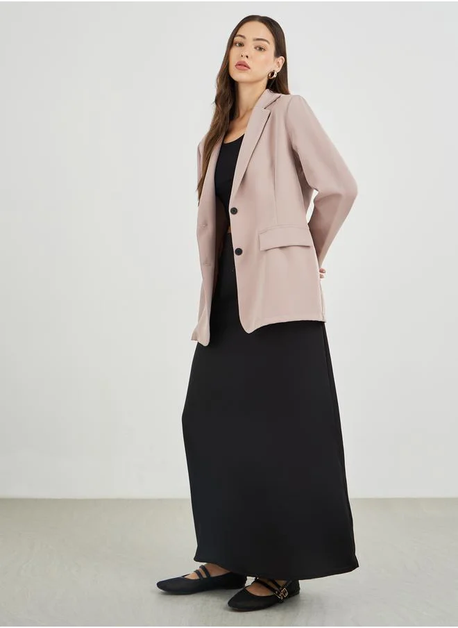 Take Two Take Two Solid Notch Label Buttoned Blazer