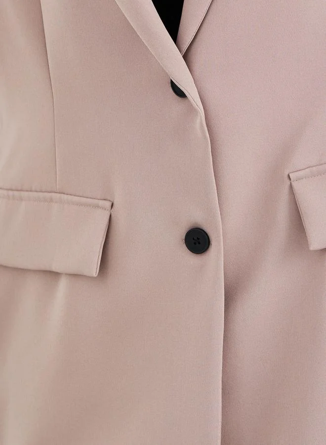 Take Two Take Two Solid Notch Label Buttoned Blazer