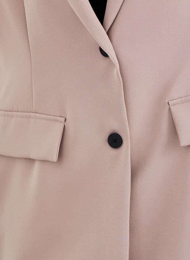 Take Two Solid Notch Label Buttoned Blazer - Image 4