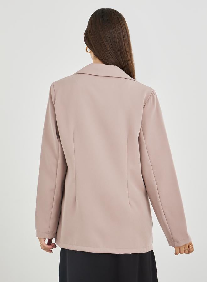 Take Two Solid Notch Label Buttoned Blazer - Image 5