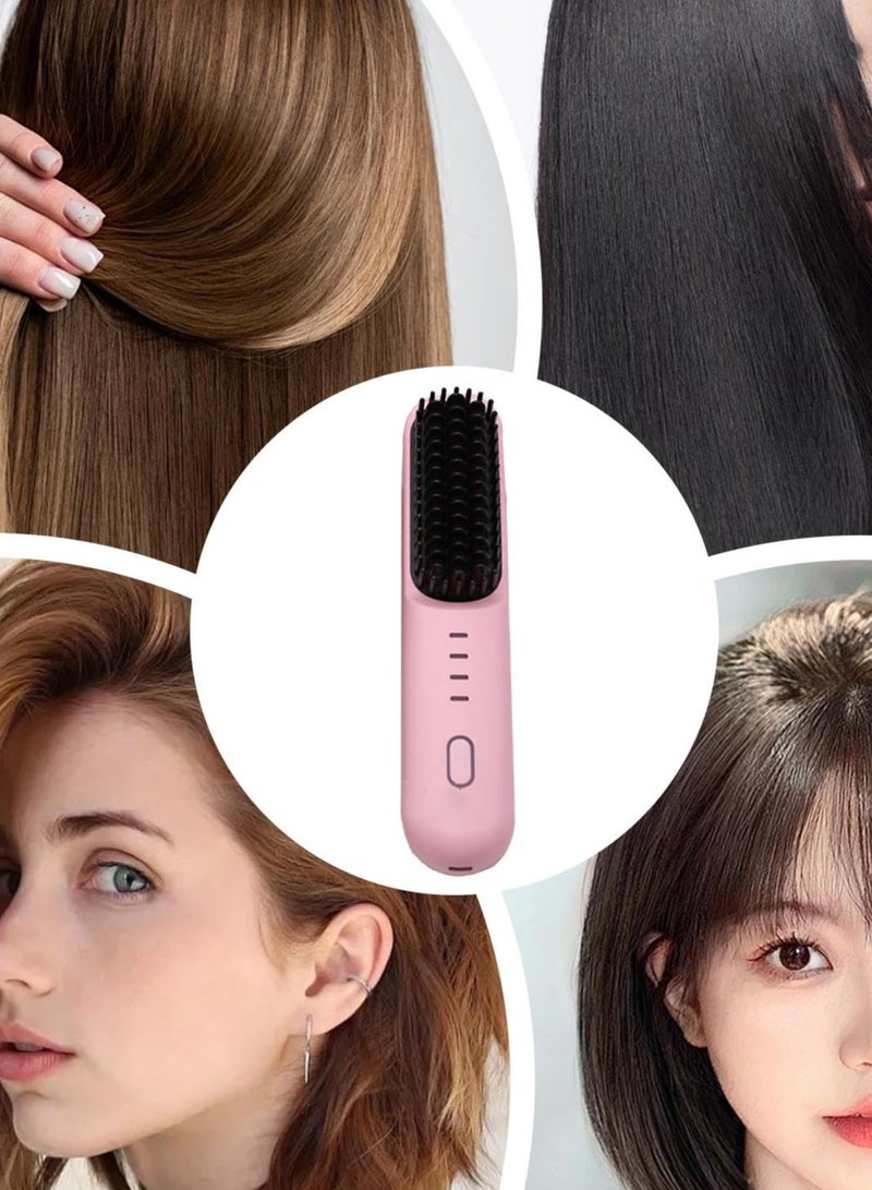 Wireless lazy straight hair comb, negative ion hair care, no hair damage, portable charging curling beard comb - Image 3