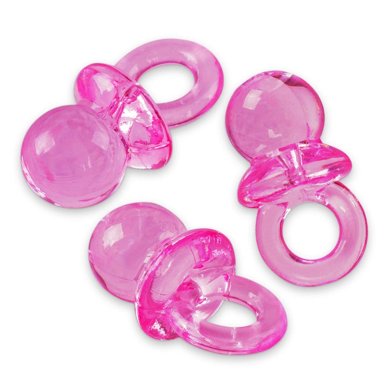 Super Z Outlet Mini Acrylic Baby Pacifiers for Baby Shower Decorations, Table Scatter, Party Favors, Games & Activities - 144 Pieces(Pink) - Image 2