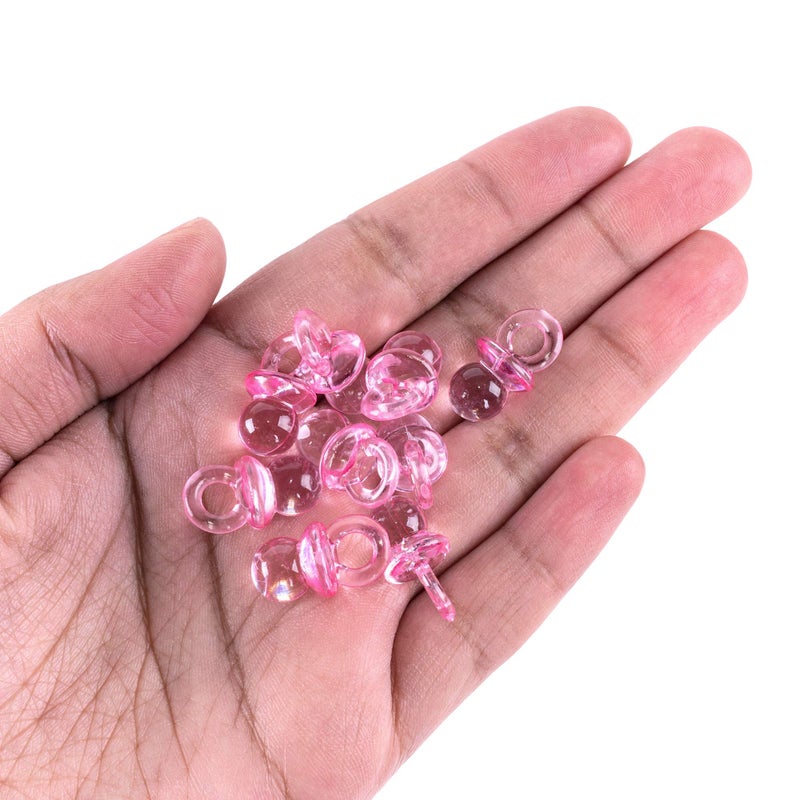 Super Z Outlet Mini Acrylic Baby Pacifiers for Baby Shower Decorations, Table Scatter, Party Favors, Games & Activities - 144 Pieces(Pink) - Image 4