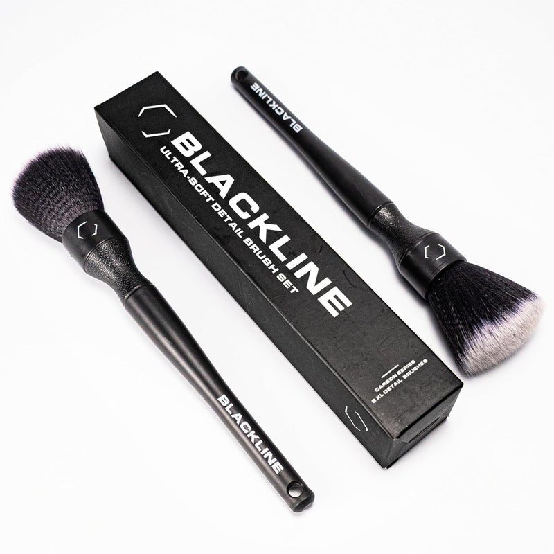 Blackline Car Detail Brushes Luxury Car Detailing Brush Set for Interior and Exterior Best Auto Detailing Brushes Premium Car Detailing Brushes Ultra Soft Bristles