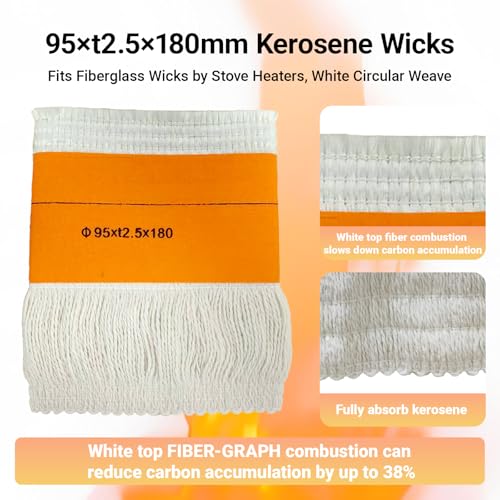 GnDaYoug 95x2.5Tx180mm Kerosene Heater Wick, Smokeless Fiberglass and Cotton Replacement Wick for Indoor Outdoor Use, Fits Most Kerosene Heaters and Oil Lamps (2-Pack) - Image 4
