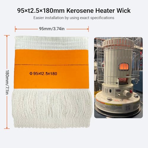 GnDaYoug 95x2.5Tx180mm Kerosene Heater Wick, Smokeless Fiberglass and Cotton Replacement Wick for Indoor Outdoor Use, Fits Most Kerosene Heaters and Oil Lamps (2-Pack) - Image 3