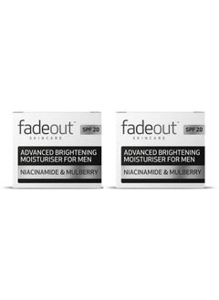 FADE OUT Advanced Brightening Moisturiser For Men Exfoliating Daily Moisturiser With Spf20 With Niacinamide & Mulberry 2 X 50Ml  - Image 2