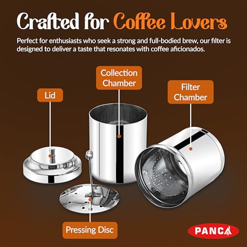 PANCA Stainless Steel South Indian Filter Coffee Maker | Traditional Drip Coffee Decoction Maker for Hot & Cold Coffee (600ML) - Image 4