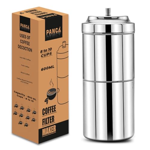 PANCA Stainless Steel South Indian Filter Coffee Maker | Traditional Drip Coffee Decoction Maker for Hot & Cold Coffee (600ML) - Image 1