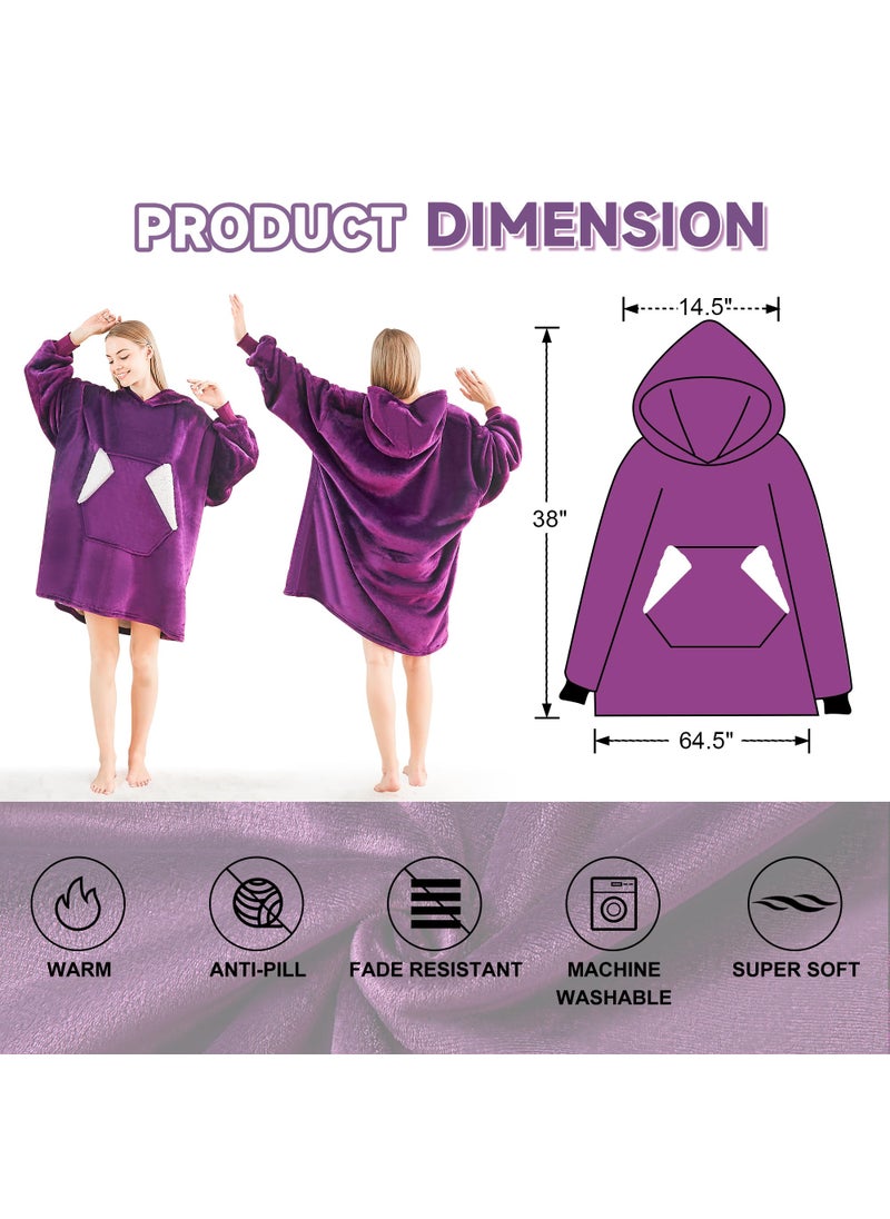 Ramees Wearable Blanket Hoodie  Oversized Sherpa Fleece Sweatshirt Blanket with Sleeves and Pockets