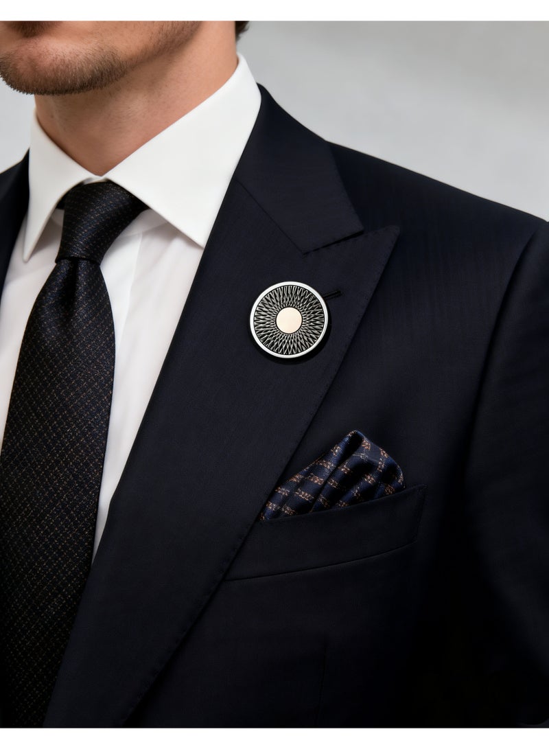 HomeNoor Classic Arc Spin Brooch, Two-Tone Round Lapel Pin, Premium Suit Accessory for Business, Wedding, Formal & Casual Wear, Perfect Gift for Men & Women - Image 2