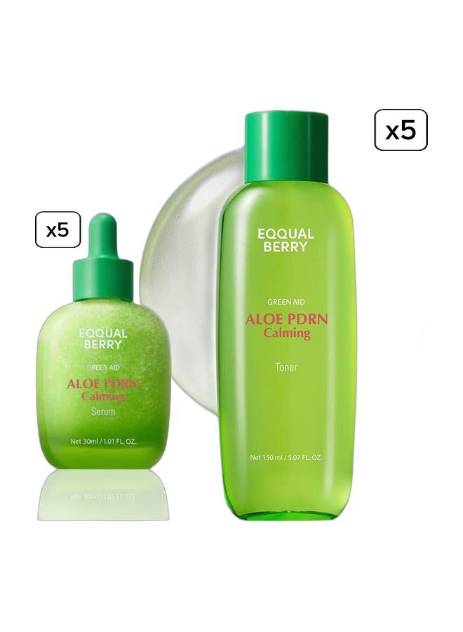 eqqualberry Aloe PDRN Calming Serum 30ml | Soothing & Hydrating Face Serum for Sensitive & Irritated Skin | Calms Redness, Strengthens Skin Barrier & Eqqualberry Aloe Pdrn Calming Toner 150Ml Bundle - Image 1