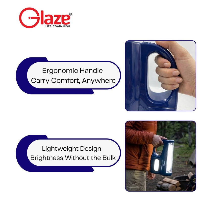 جليز مصباح طوارئ قابل للشحن – مزود بأنبوبين SMD وضوء جانبي، بطارية Li-ion 3.7 V 2.4 Ah، حماية من الشحن الزائد وشحن Type‑C – مصباح LED محمول للرحلات، المنزل والاستخدام الطارئ - Image 3