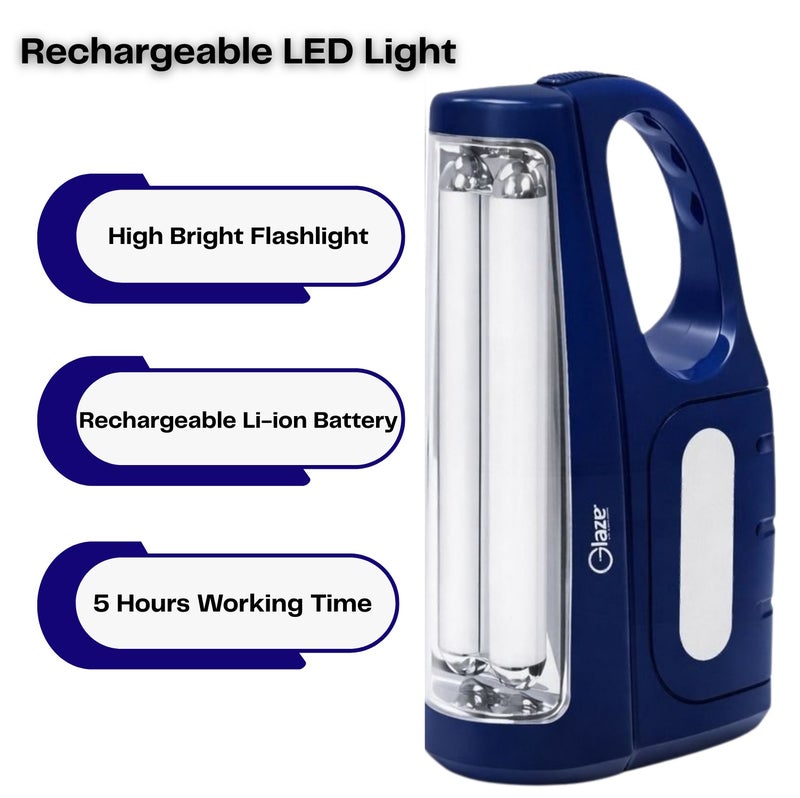 جليز مصباح طوارئ قابل للشحن – مزود بأنبوبين SMD وضوء جانبي، بطارية Li-ion 3.7 V 2.4 Ah، حماية من الشحن الزائد وشحن Type‑C – مصباح LED محمول للرحلات، المنزل والاستخدام الطارئ - Image 2